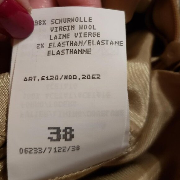 LAST CHANCE Vintage beige plaid virgin wool midi skirt medium - Picture 5 of 10